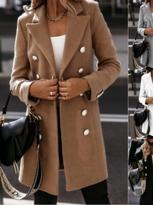 Long-sleeve Blazer-collar Double-breasted Nizi Coat