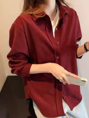 Top Corduroy Temperament Retro Hong Kong-flavored Brushed Shirt Coat