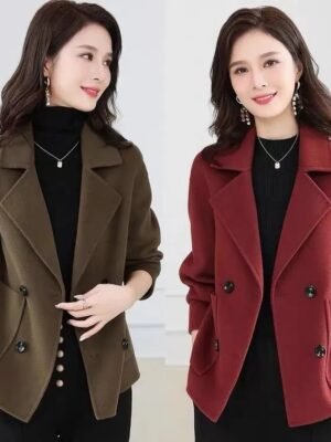 Casual Woolen Coat Thickened Overcoat Mom All-matching Western Short Top