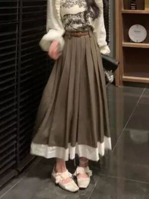 Top High Waist Pleated Skirt Two-piece Suit Fashion